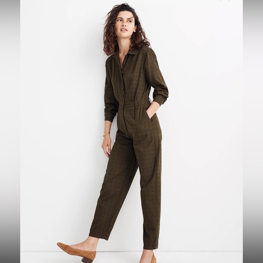 Madewell Size 00 Green Polka-dot Jumpsuit